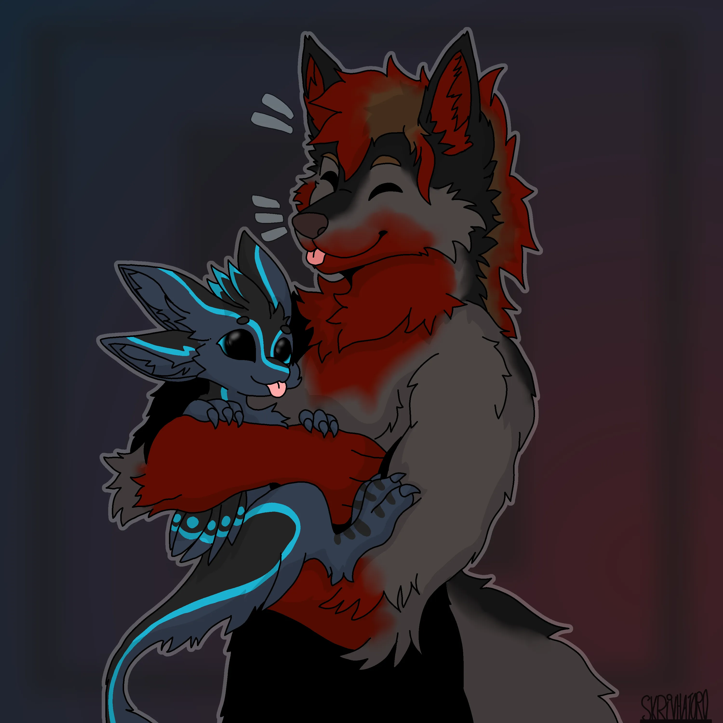 Jake and his Avali friend Skipper. Drawn by HighSkrivHatoro
